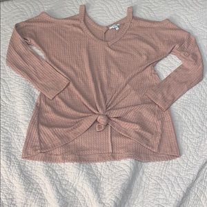 🧡Light pink open shoulder sweater